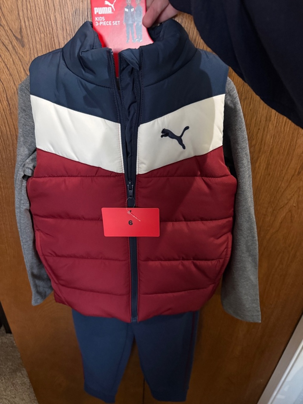 * NWT* Puma Kids Navy, White & Red Colorblock Puffer Vest Set